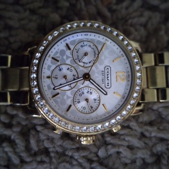 Coach Watch Ladies Gold with Crystal Trim - Picture 3 of 4